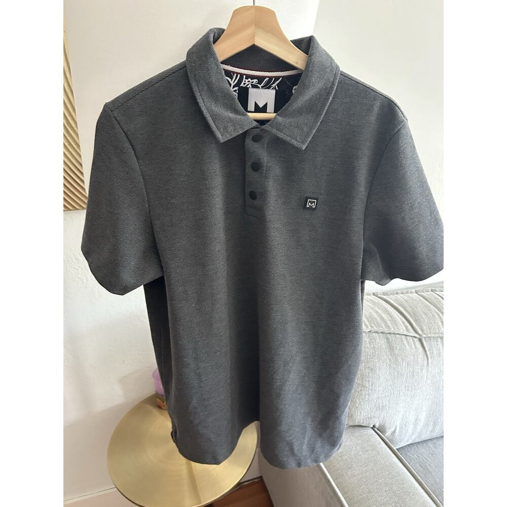 Michael Strahan Polo Shirt M Mens Heathered Grey Golf Preppy